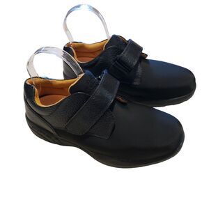 Dr Comfort Mens Brian Black Leather Slip On Adjustable Shoes US 7 W